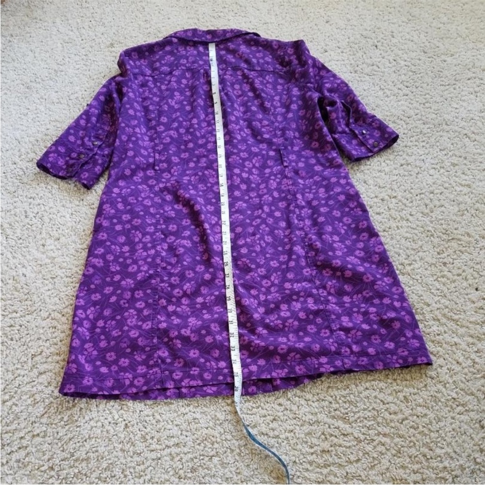 NWOT Merona Purple Floral 3/4 Sleeve Belted Shirt Dress with Pockets, Size L - Picture 11 of 14